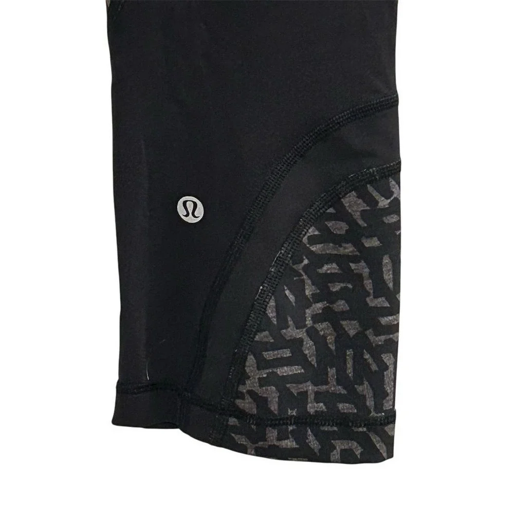 Lululemon Women's Black Inspire Crop Leggings Size 8 Running Yoga‎ Gym